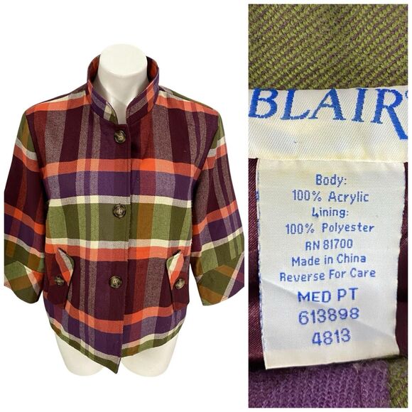 Blair Blazer Womens PM Plaid Jacket Cabin Check Career Professional Work Office - Picture 1 of 16